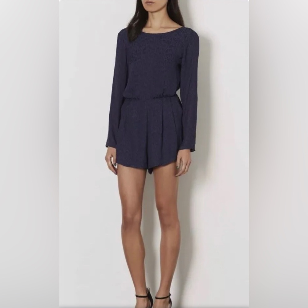 TopShop Leopard Print Bell Sleeved Romper (Blue)